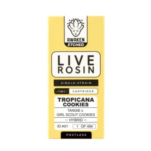 Tropicana Cookies - Live Rosin 1ml Etched Vape Cartridge